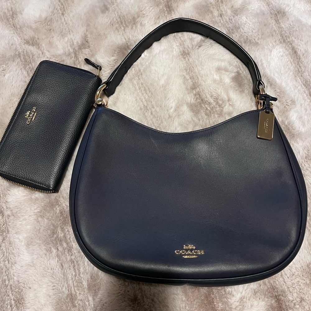 Navy Blue Authentic Coach handbag & Wallet
